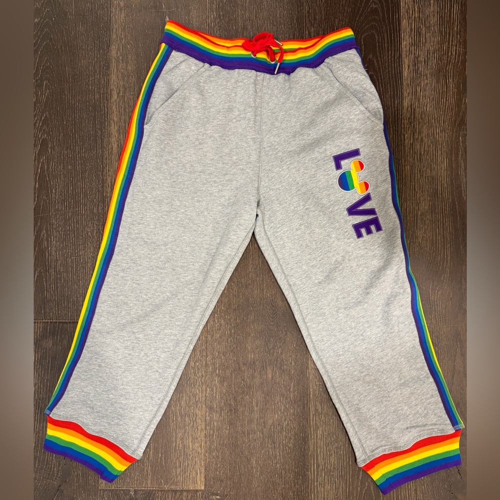 Disney Gray CROPPED Sweatpants with Rainbow Trim